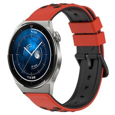 Per Huawei Watch GT3 Pro 46mm 22mm Cinturino in silicone poroso bicolore (rosso + nero)