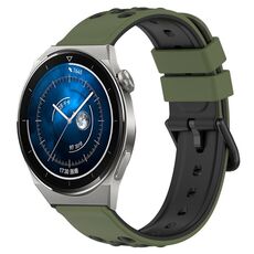 Per Huawei Watch GT3 Pro 46mm 22mm Cinturino in silicone poroso bicolore (verde militare + nero)