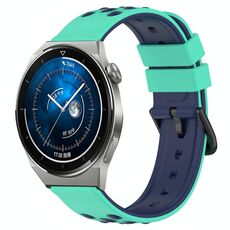 Per Huawei Watch GT3 Pro 46mm 22mm Cinturino in silicone poroso bicolore (verde lime + blu)