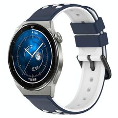 Per Huawei Watch GT3 Pro 46mm 22mm Cinturino in silicone poroso bicolore (blu notte + bianco)