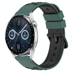 Per Huawei Watch GT3 46mm 22mm Cinturino in silicone poroso bicolore (verde oliva + nero)