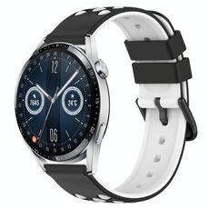 Per Huawei Watch GT3 46mm 22mm Cinturino in silicone poroso bicolore (nero + bianco)