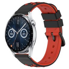 Per Huawei Watch GT3 46mm 22mm Cinturino in silicone poroso bicolore (nero + rosso)