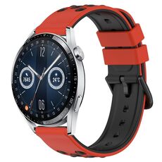 Per Huawei Watch GT3 46mm 22mm Cinturino in silicone poroso bicolore (rosso + nero)