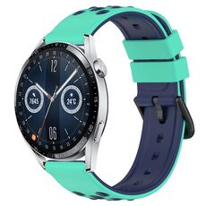 Per Huawei Watch GT3 46mm 22mm Cinturino in silicone poroso bicolore (verde lime + blu)