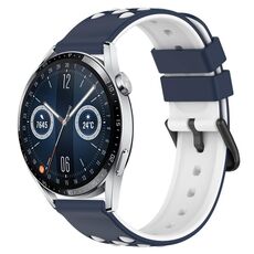 Per Huawei Watch GT3 46mm 22mm Cinturino in silicone poroso bicolore (blu notte + bianco)
