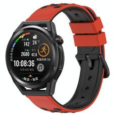 Per Huawei Watch GT Runner 22mm Cinturino in silicone poroso bicolore (rosso + nero)
