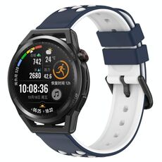 Per Huawei Watch GT Runner 22mm Cinturino in silicone poroso bicolore (blu notte + bianco)