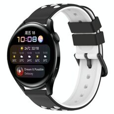 Per Huawei Watch 3 Cinturino in silicone poroso bicolore da 22 mm (nero + bianco)