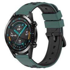 Per Huawei GT2 46mm 22mm Cinturino in silicone poroso bicolore (verde oliva + nero)