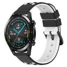 Per Huawei GT2 46mm 22mm Cinturino in silicone poroso bicolore (nero + bianco)
