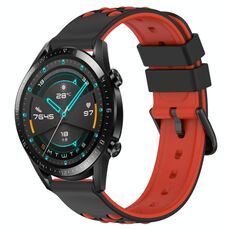 Per Huawei GT2 46mm 22mm Cinturino in silicone poroso bicolore (nero + rosso)