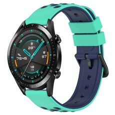 Per Huawei GT2 46mm 22mm Cinturino in silicone poroso bicolore (verde lime + blu)