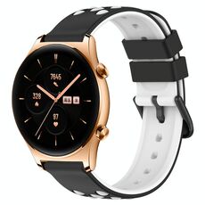 Cinturino per orologio For Honor Watch GS 3 22mm in silicone poroso bicolore (nero + bianco)