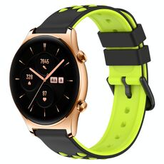Cinturino per orologio For Honor Watch GS 3 22mm in silicone poroso bicolore (nero + verde lime)