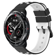 Cinturino per orologio For Honor Watch GS Pro 22mm in silicone poroso bicolore (nero + bianco)