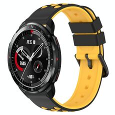 Cinturino per orologio For Honor Watch GS Pro 22mm in silicone poroso bicolore (nero + giallo)