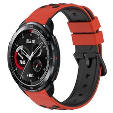Cinturino per orologio For Honor Watch GS Pro 22mm in silicone poroso bicolore (rosso + nero)