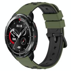 Cinturino per orologio in silicone poroso bicolore For Honor Watch GS Pro da 22 mm (verde militare + nero)