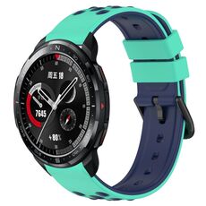Cinturino per orologio For Honor Watch GS Pro 22mm in silicone poroso bicolore (verde lime + blu)