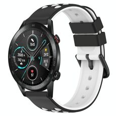 For Honor Magic Watch 2 46mm 22mm Cinturino in silicone poroso bicolore (nero + bianco)