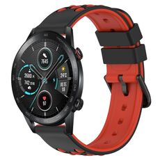 For Honor Magic Watch 2 46mm 22mm Cinturino in silicone poroso bicolore (nero + rosso)