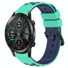 For Honor Magic Watch 2 46mm 22mm Cinturino in silicone poroso bicolore (verde lime + blu)