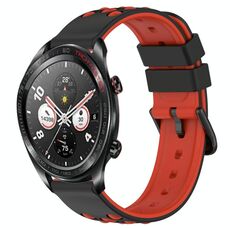 For Honor Watch Dream 22mm Cinturino in silicone poroso bicolore (nero + rosso)