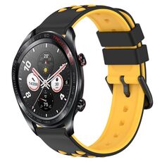 Cinturino per orologio in silicone poroso bicolore da 22 mm For Honor Watch Dream (nero + giallo)