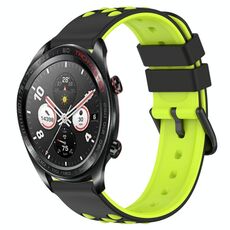 For Honor Watch Dream 22mm Cinturino in silicone poroso bicolore (nero + verde lime)