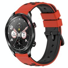 For Honor Watch Dream 22mm Cinturino in silicone poroso bicolore (rosso + nero)