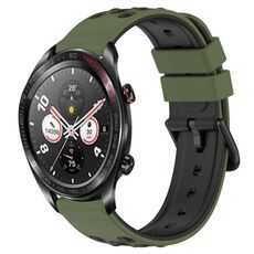 For Honor Watch Dream 22mm Cinturino in silicone poroso bicolore (verde militare + nero)