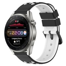 Per Huawei Watch 3 Pro Nuovo cinturino in silicone poroso da 22 mm (nero + bianco)