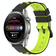 Per Huawei Watch 3 Pro Nuovo cinturino in silicone poroso da 22 mm (nero + verde lime)