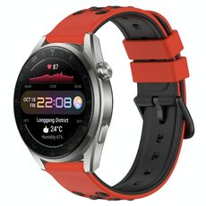 Per Huawei Watch 3 Pro Nuovo cinturino in silicone poroso da 22 mm (rosso + nero)
