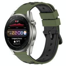 Per Huawei Watch 3 Pro Nuovo cinturino in silicone poroso da 22 mm (verde militare + nero)