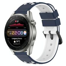 Per Huawei Watch 3 Pro Nuovo cinturino in silicone poroso da 22 mm (blu notte + bianco)