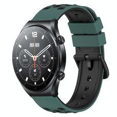 Per Xiaomi MI Watch S1 22mm Cinturino in silicone poroso bicolore (verde oliva + nero)