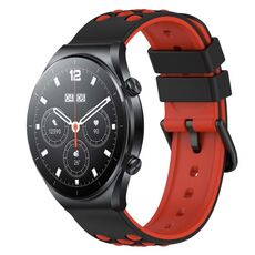 Per Xiaomi MI Watch S1 Pro 22mm Cinturino in silicone poroso bicolore (nero + rosso)