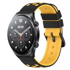 Per Xiaomi MI Watch S1 Pro 22mm Cinturino in silicone poroso bicolore (nero + giallo)