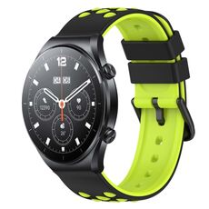 Per Xiaomi MI Watch S1 Pro 22mm Cinturino in silicone poroso bicolore (nero + verde lime)