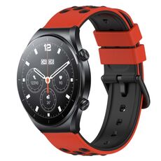 Per Xiaomi MI Watch S1 Pro 22mm Cinturino in silicone poroso bicolore (rosso + nero)