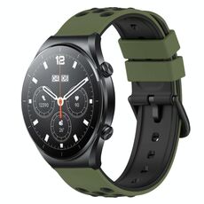 Per Xiaomi MI Watch S1 Pro 22mm Cinturino in silicone poroso bicolore (verde militare + nero)