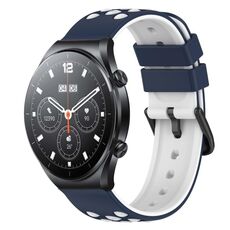 Per Xiaomi MI Watch S1 Pro 22mm Cinturino in silicone poroso bicolore (blu notte + bianco)