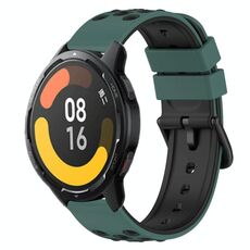 Per Xiaomi MI Watch Color 2 22mm Cinturino in silicone poroso bicolore (verde oliva + nero)