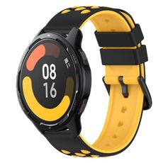 Per Xiaomi MI Watch Color 2 22mm Cinturino in silicone poroso bicolore (nero + giallo)