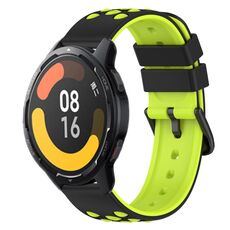 Per Xiaomi MI Watch Color 2 22mm Cinturino in silicone poroso bicolore (nero + verde lime)