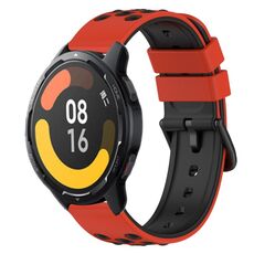 Per Xiaomi MI Watch Color 2 22mm Cinturino in silicone poroso bicolore (rosso + nero)