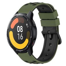Per Xiaomi MI Watch Color 2 22mm Cinturino in silicone poroso bicolore (verde militare + nero)