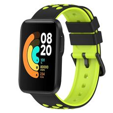 Per Xiaomi MI Watch Sport 22mm Cinturino in silicone poroso bicolore (nero + verde lime)